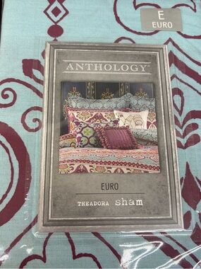 NWT Anthology Theodora blue swirl euro sham pillow cover
